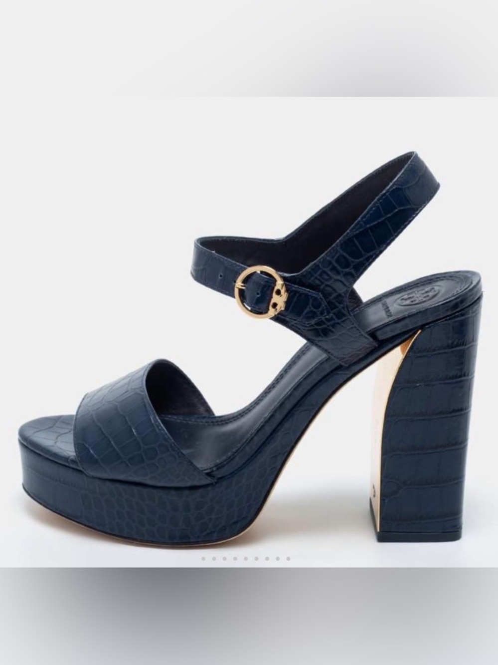 TORY BURCH MARTINE PLATFORM SANDALS IN NAVY